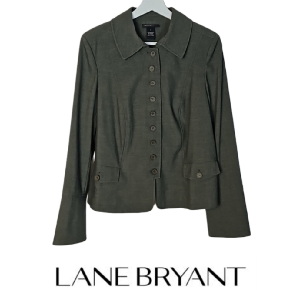 Lane Bryant Blazer Olive Gray Size 14